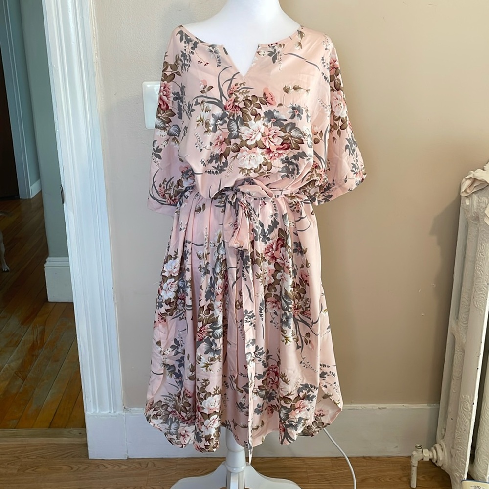 NEMIDOR pink floral knee length dress
